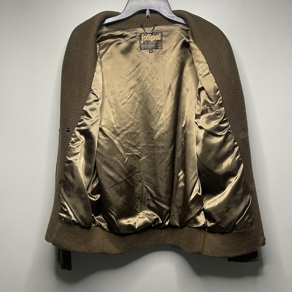 Vintage Jolipel Wool Blend Brown Jacket Sweater Open Collar XL - Picture 5 of 9